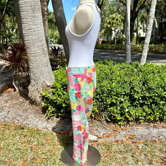 Vintage Lilly Pulitzer Harborview Pants Size 4 Capris Hawaiian Birds Floral - Picture 9 of 16